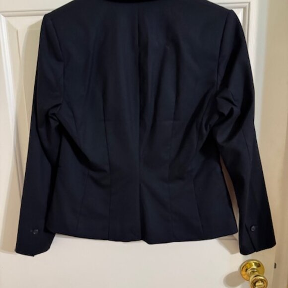H&M Single-Breasted Fitted Notched Lapel White Lining Navy Blazer Sz 8 - Picture 3 of 6